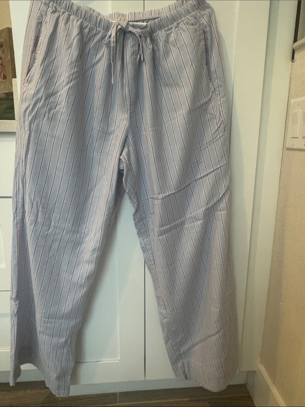 Auden Light Blue Pinstriped Drawstring Pajama Pants